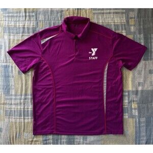 YMCA The Y Short Sleeve Collard Hydrovent Purple Polo Golf Shirt Sz L